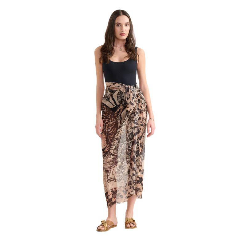 ALVIERO MARTINI - Pareo stampa Jungle 130x130 - Nero