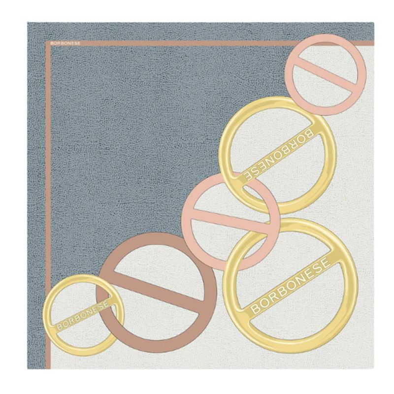 BORBONESE - Foulard Viti 90x90 - Blue Lapis/White Cocco