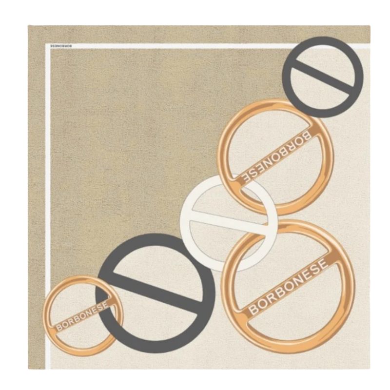 BORBONESE - Foulard Viti 90x90 - Beige/Sand