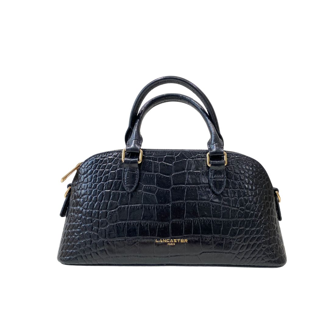 LANCASTER - (borsa di seconda mano) Bauletto con tracolla stampa cocco - Noir