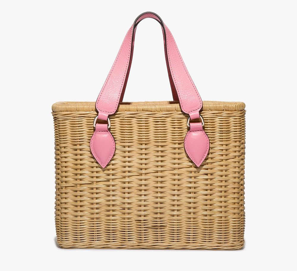 COCCINELLE - (borsa di seconda mano) Rattan naturale e rosa