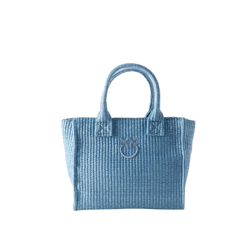 PINKO - BEACH SHOPPER MINI RAFIA - AZZURRO