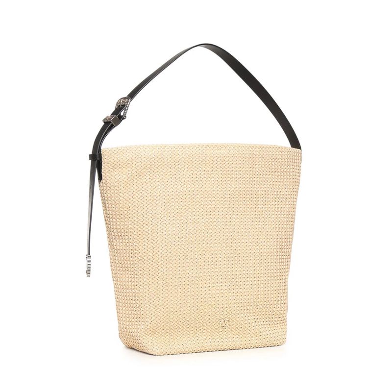 PINKO - Bucket bag grande Bag in rafia Beige/Nero