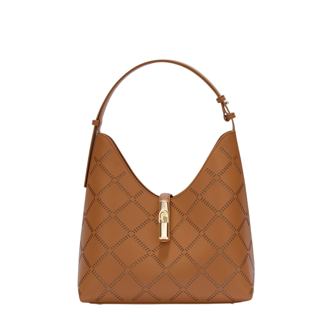FURLA - Goccia sacca a spalla M traforata - Brandy