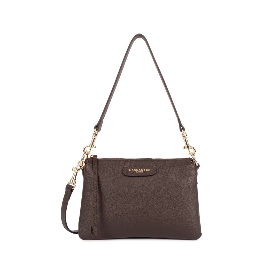 LANCASTER - Dune Medium tracolla due zip - Marron Fonce
