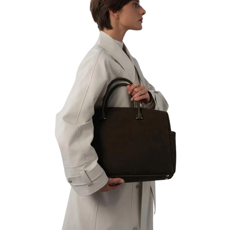 LANCASTER - Borsa suede daily/lavoro - Kaki