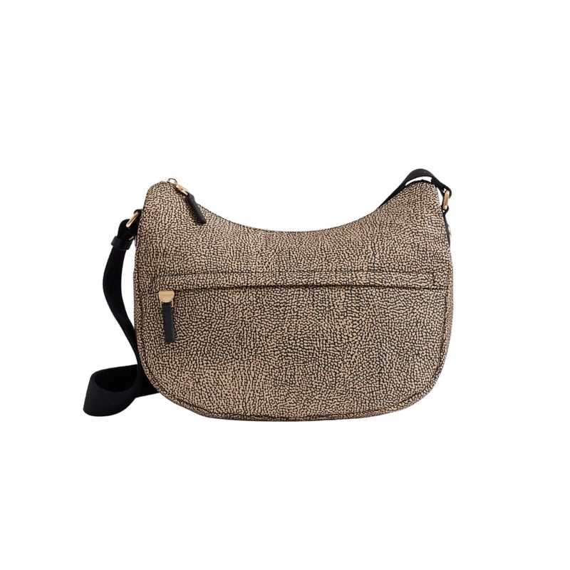 BORBONESE - Luna Bag Middle Nylon Riciclato OP - Naturale/Nero BORBONESE - Luna Bag Middle Nylon Riciclato OP - Naturale/Nero
