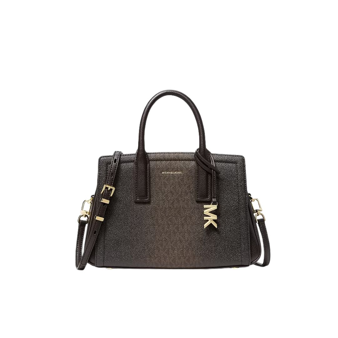 MICHAEL KORS - Laila bauletto logo sfumato con tracolla - Chocolate