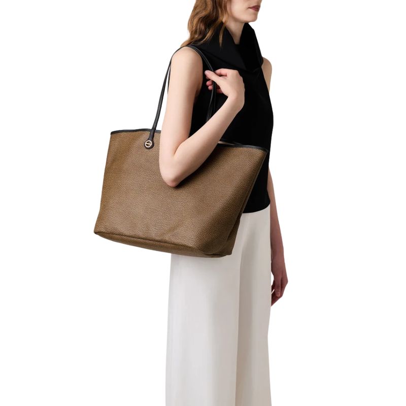BORBONESE - Flight Borsa Shopping L - Op naturale/nero