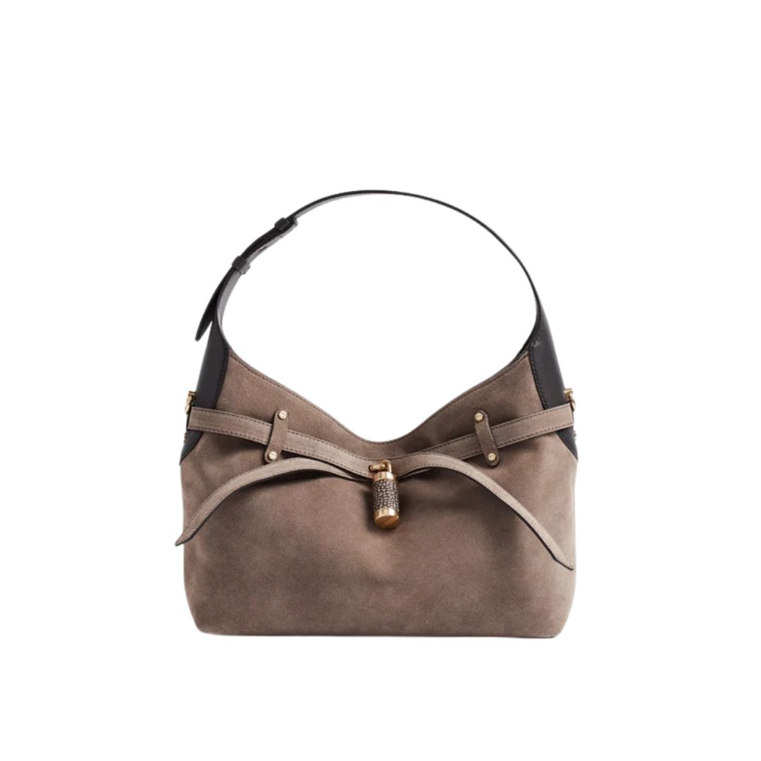 BORBONESE - PREMIERE BORSA HOBO SMALL - Ash/Ebony
