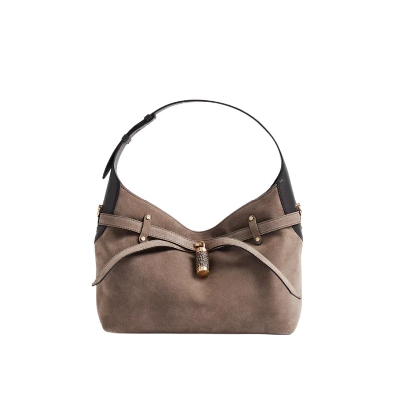 BORBONESE - PREMIERE BORSA HOBO SMALL - Ash/Ebony BORBONESE - PREMIERE BORSA HOBO SMALL - Ash/Ebony