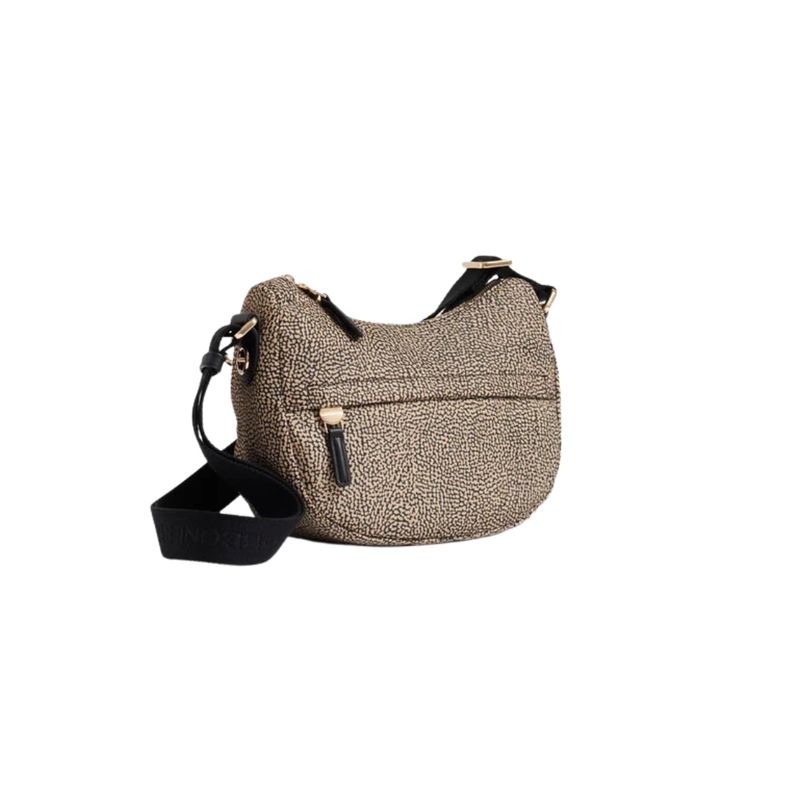BORBONESE - Luna Bag Mini Nylon Riciclato OP con zip - Op Natural/Black