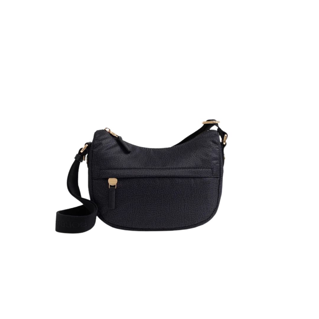 BORBONESE - Luna Bag Mini Nylon Riciclato OP con zip - Dark Black