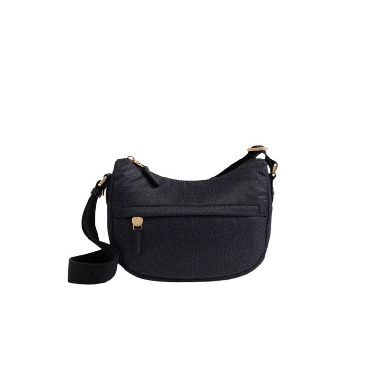 BORBONESE - Luna Bag Mini Nylon Riciclato OP con zip - Dark Black BORBONESE - Luna Bag Mini Nylon Riciclato OP con zip - Dark Black