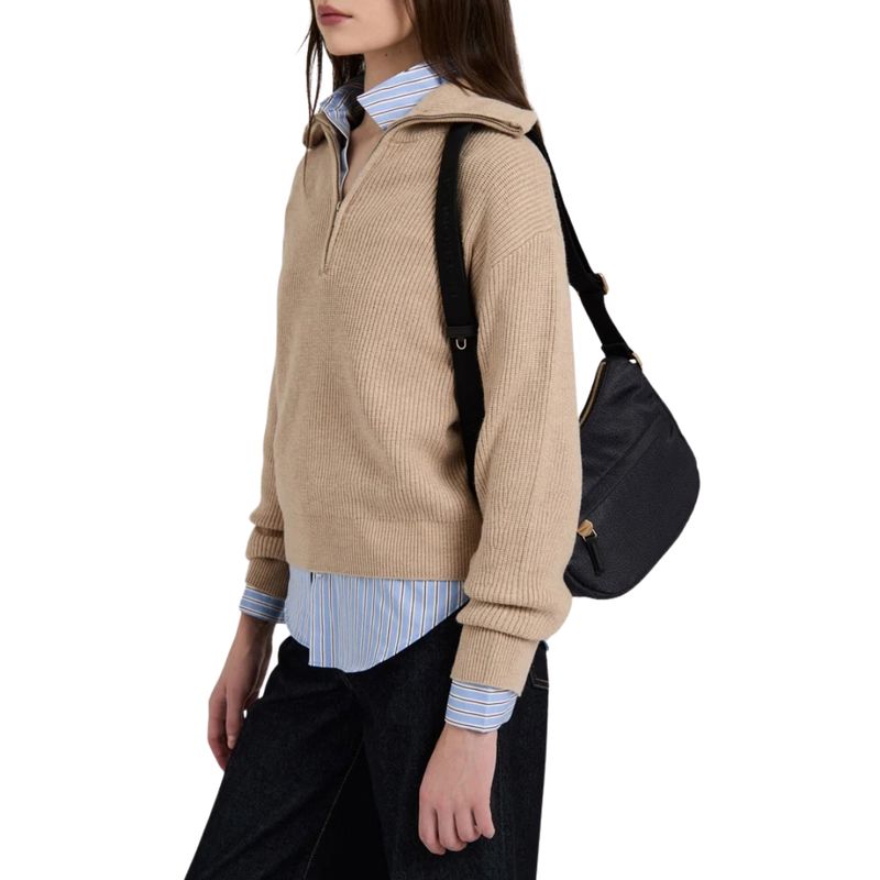 BORBONESE - Luna Bag Mini Nylon Riciclato OP con zip - Dark Black