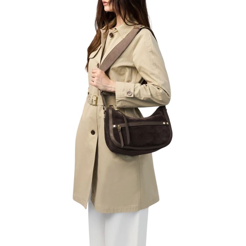 BORBONESE - Luna Bag Small in pelle - Caffè Cacao