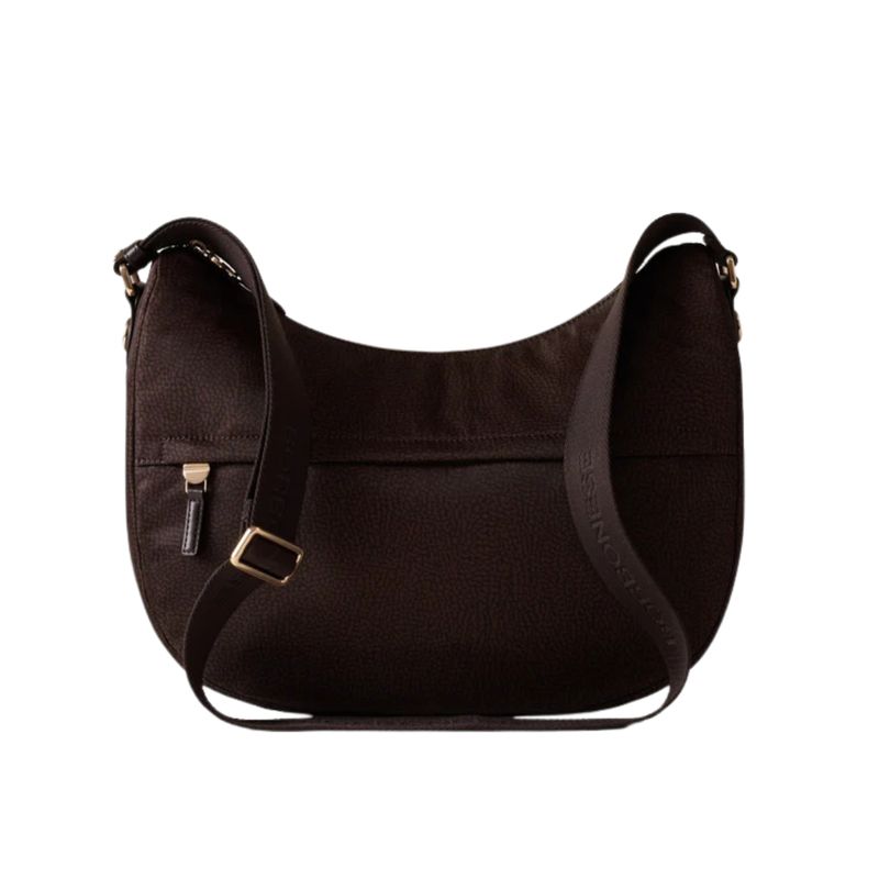 BORBONESE - Luna Bag Medium Nylon Riciclato OP con zip - Ciocolato