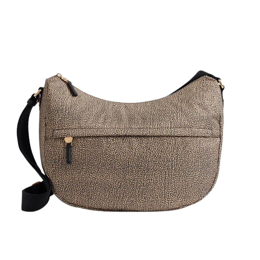 BORBONESE - Luna Bag Medium Nylon Riciclato OP con zip - Op Natural