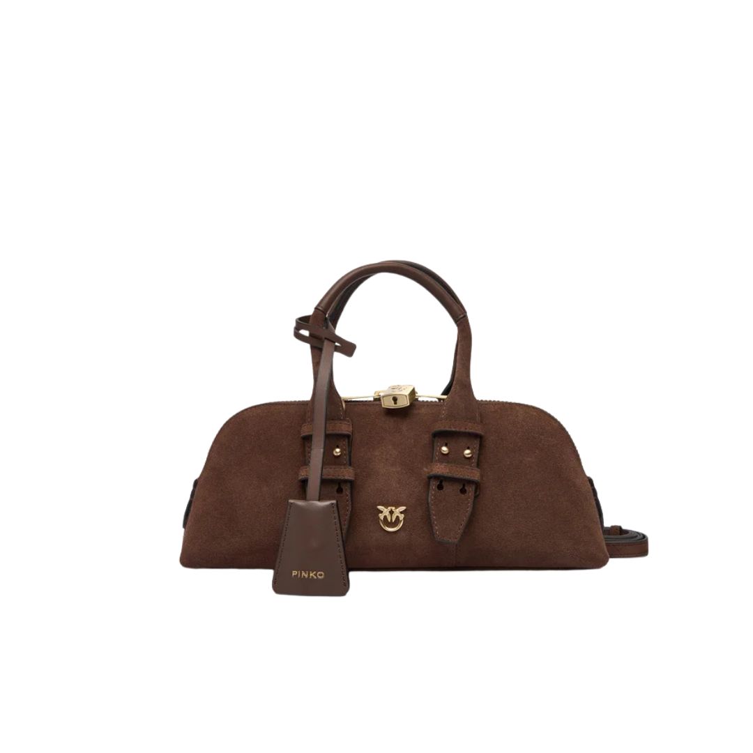 PINKO - Borsa a spalla grande Escape Bag Horizontal in pelle fiore - Rosso scuro