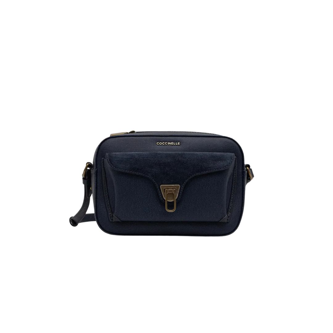 COCCINELLE - Beat Soft Camera Bag small  tessuto cerato- Blu