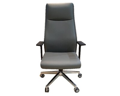 (Sale) Ofix Premium-6 High Back PU Chair (Grey) (Backrest Scratches/Torn/Dent)