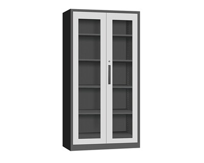 Ofix 5-Layer Glass Swing Door Steel Cabinet (White, Dark Grey+White, Brown+White, Grey+White)