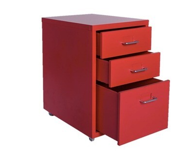 Ofix Metal 3-Drawer Steel Cabinet (Red, White) Ofix Metal 3-Drawer Steel Cabinet (Red, White)