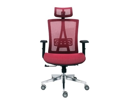 (Sale) Ofix Premium-35 High Back All-Mesh Chair (Red) (Backrest slightly apart & Crack)