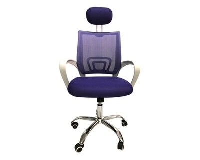 (Sale) Ofix Deluxe-5HW High Back Mesh Chair (Purple+White) (Backrest Mesh Torn)