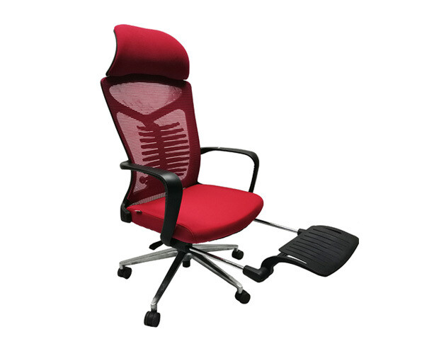 (Sale) Ofix Premium X13 PRO Bionic Spine Support Chair w/ Footrest ( Aluminum Base) (Red) (Cushion White Stains/Dirt)