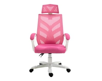 (Sale) OFX Deluxe-25W High Back Mesh Gaming Chair (Pink) (Deform Seat Cushion / Light Scratches)