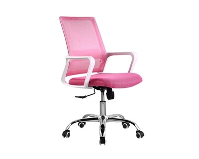 Ofix Deluxe-8 Mid Back Mesh Chair (White+Pink, White) Ofix Deluxe-8 Mid Back Mesh Chair (White+Pink, White)