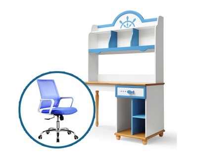 Ofix Azariah Bedroom Bookcase Desk Set (Blue+White) Ofix Azariah Bedroom Bookcase Desk Set (Blue+White)