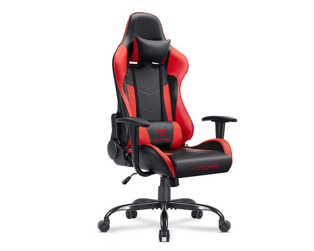 (Sale) OFX Vitesse Steel Base PU Gaming Chair (Dents/Stains) (Black+Red)