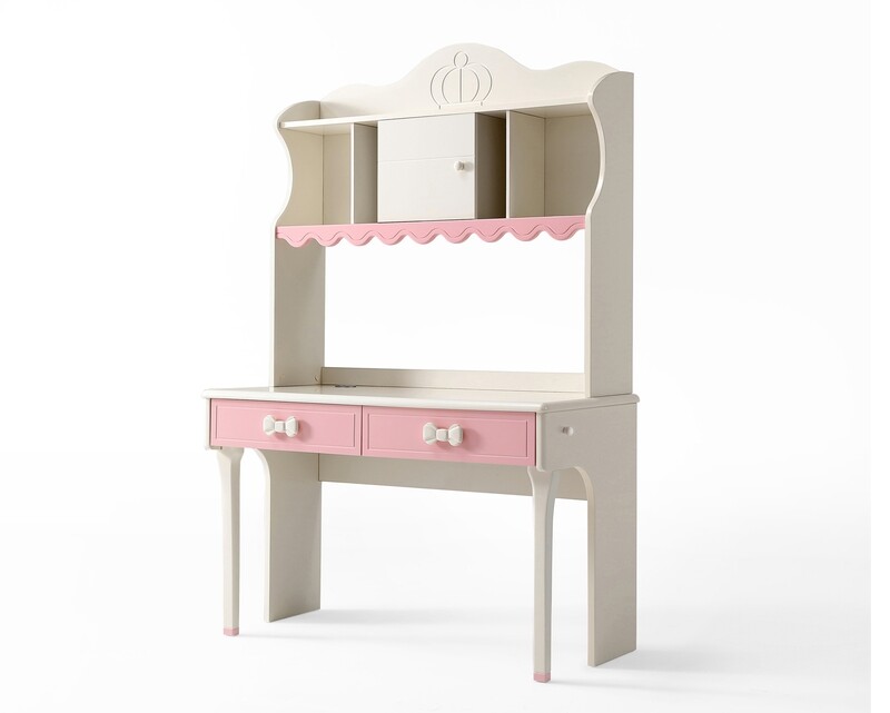 (Sale) Ofix Milana Bedroom Bookcase Desk Set (Pink+White) (Scratches &amp; Paint Peel Off)