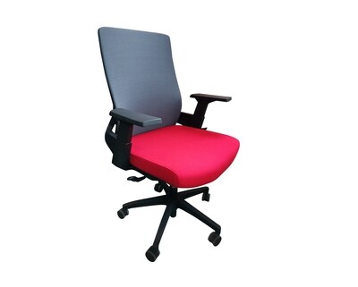 Ofix Deluxe-F11/F10 Mid Back/High Back Fabric Chair (Grey-Red)/(Black, Red)