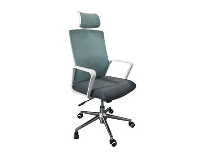 (Sale) Ofix Premium-34 High Back Mesh Chair (Blue+Grey) (Small Hole & Dirt & Scratches)