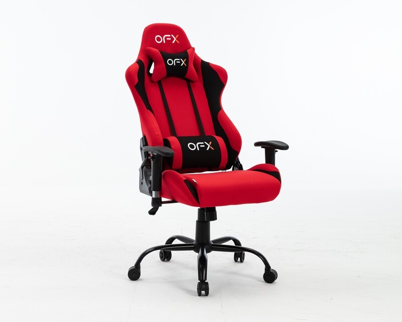 OFX Zion Steel Base Soft Fabric Gaming Chair (Black, Black+Red)