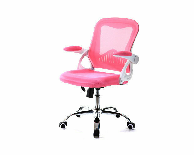 Ofix Deluxe-12 Mid Back Mesh Chair (Pink+White,  Purple+White, Green+White, All White, Yellow Green+White, Black+White, Blue+White), Color: Deluxe-12 Pink+White