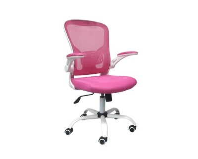 (Sale) Ofix Premium-30 Mesh Chair (Pink+White) (Light Scratches & Stains) (Armrest Torn/Stains/Scratches)