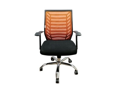Ofix Deluxe-7 Mid Back Mesh Chair (Orange, Green)