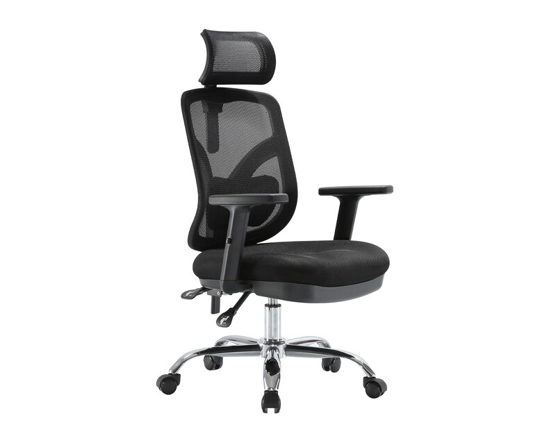 (Sale) Ofix Deluxe-M56 High Back Mesh Chair (Black) (Seat Cover Damage)