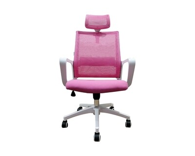 Ofix Deluxe-45N Nylon Base High Back Mesh Chair (Pink+White) Ofix Deluxe-45N Nylon Base High Back Mesh Chair (Pink+White)