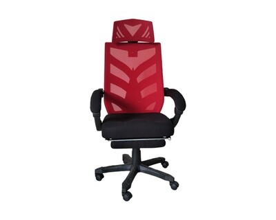 (Sale) OFX Deluxe-25F High Back Mesh Gaming Chair with Foot Rest (Red) (Scratches)