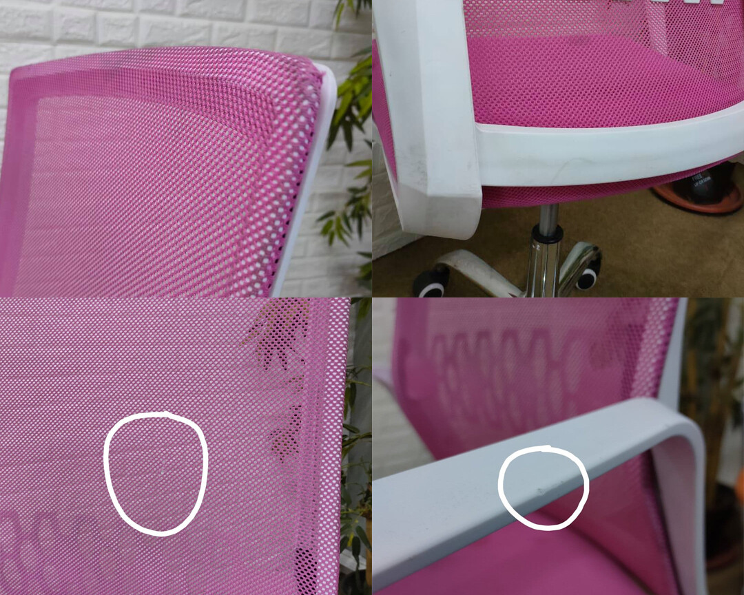 (Sale) Ofix Premium-33 Mid Back Mesh Chair (Pink) (Light Scratches/Torn/Stains)