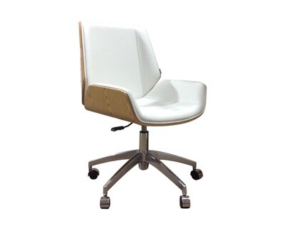 (Sale) Ofix Premium H5 Bentwood Walnut Office Chair (White) (Wood Frame Dents & Scratches)