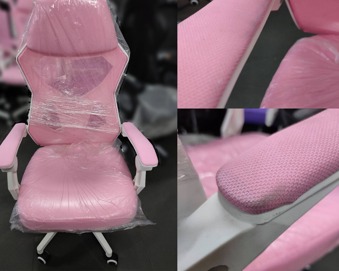 (Sale) OFX Alex Without Footrest Gaming Chair (Pink+White) (Armrest Scratches &amp; Stains), Color:: 719-C Ofix Alex Without Footrest Gaming Chair (Pink+White) (Sale)