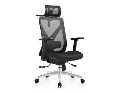 (Sale) Ofix Korean-D20 Ergonomic Office Chair w/ Seat Slide (Black) (Backrest Scratches & Dents)
