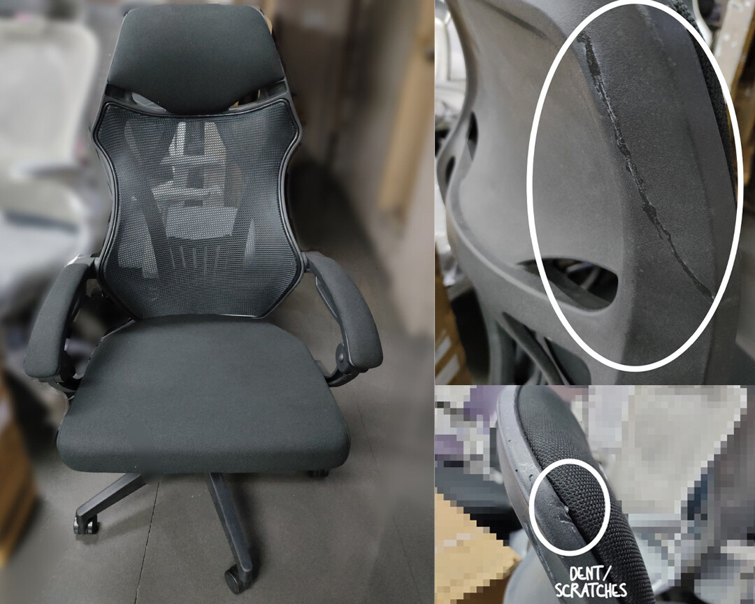 (Sale) OFX Gadiel Gaming Chair (Black) (Dent/Scratches/Crack Epoxied)