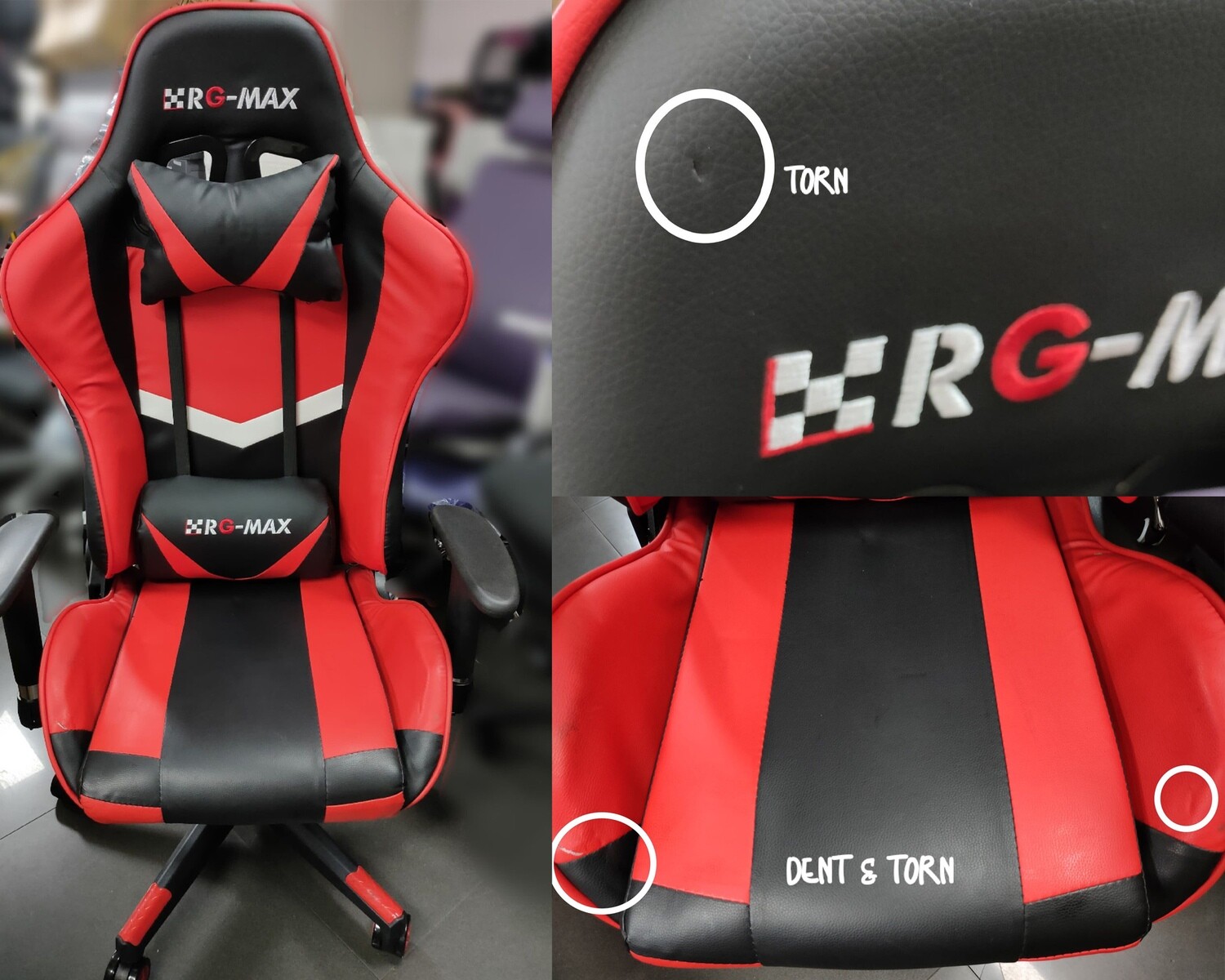 (Sale) OFX Samson Wide Body Cocoon Back Gaming Chair (Red-Black) (Dent/Torn/Light Scratches)